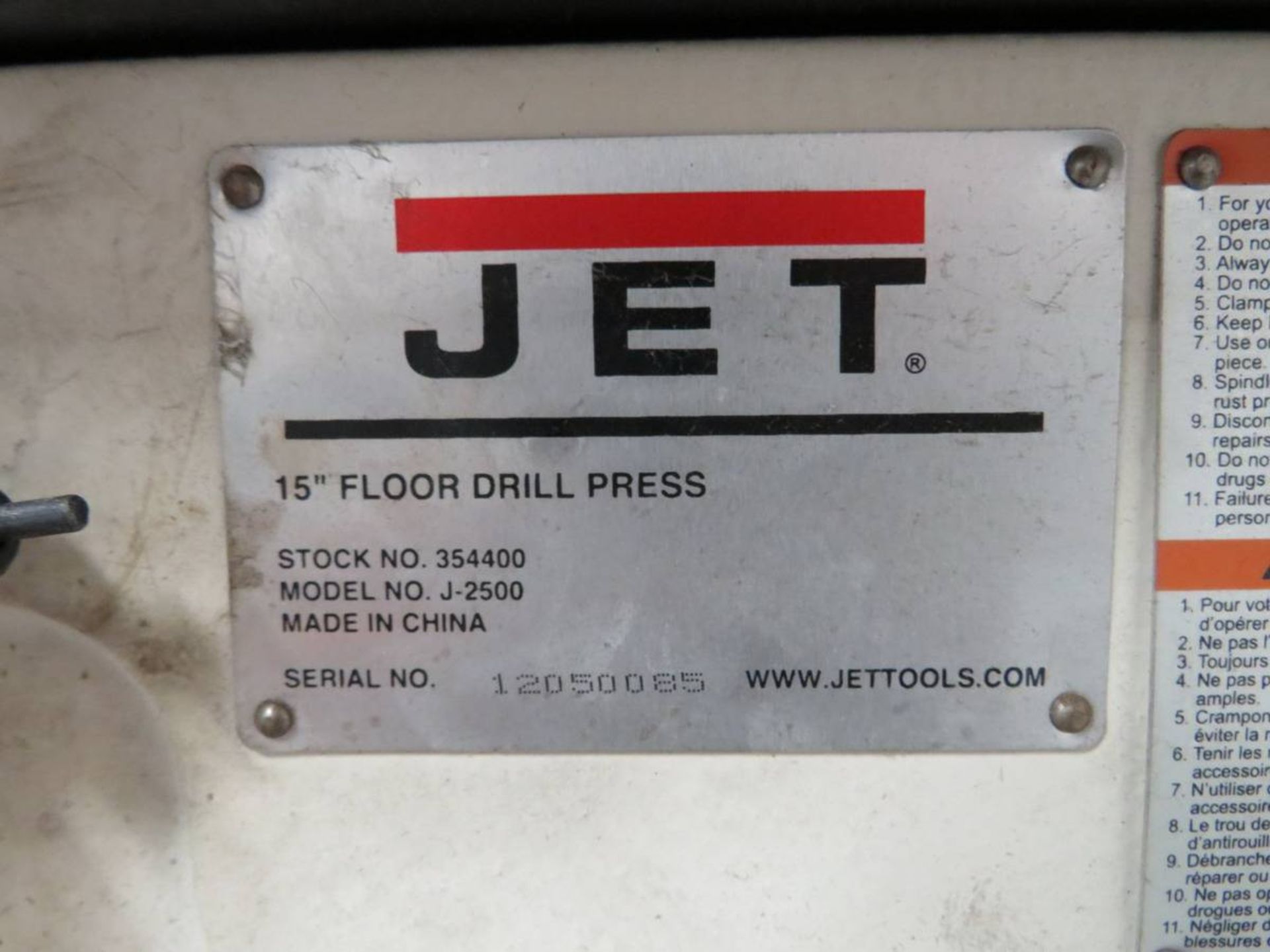 Jet J-2500 15" Floor Drill Press - Image 2 of 2