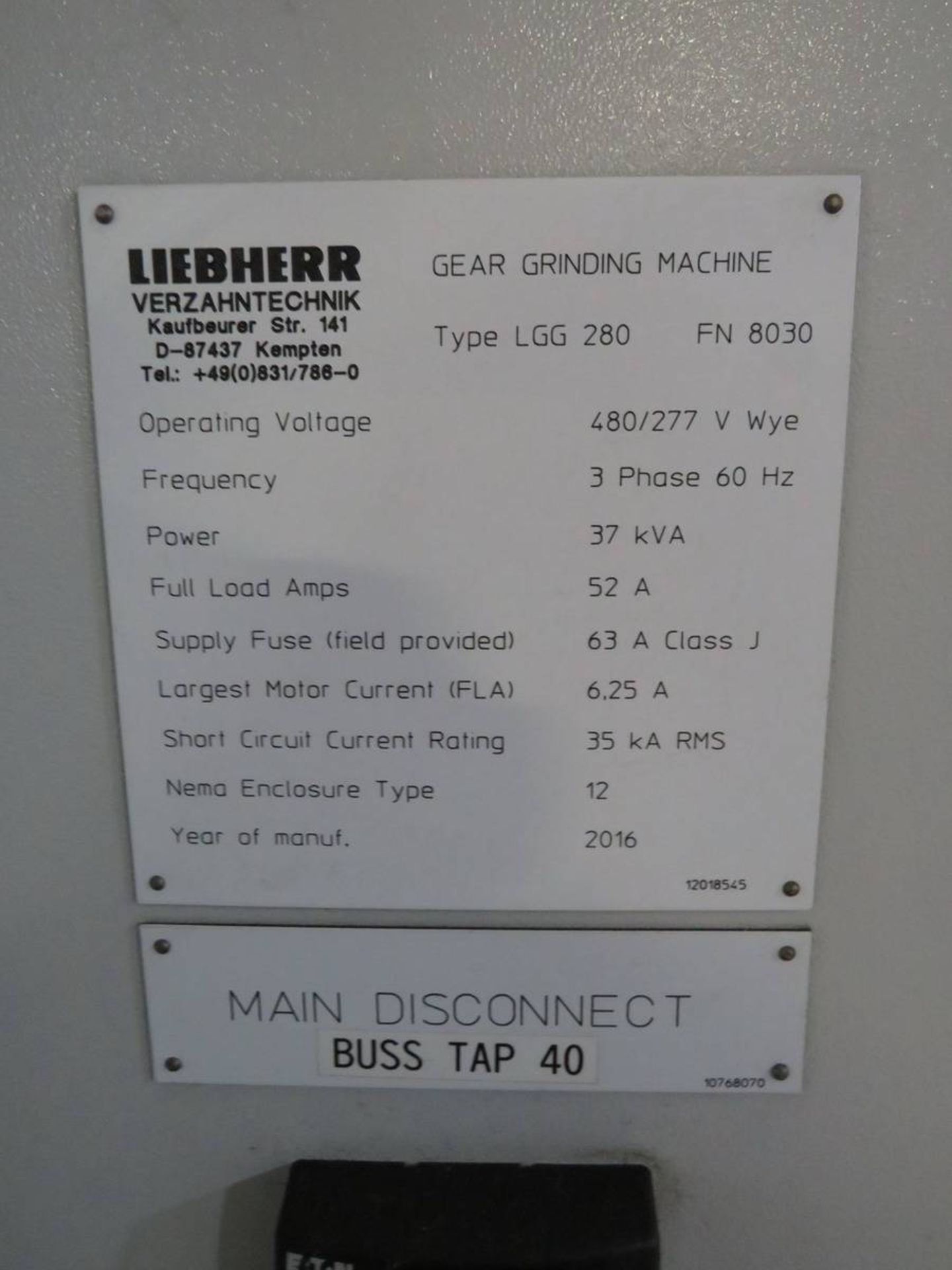 2016 Liebherr LGG 280 CNC Gear Grinder - Image 7 of 16
