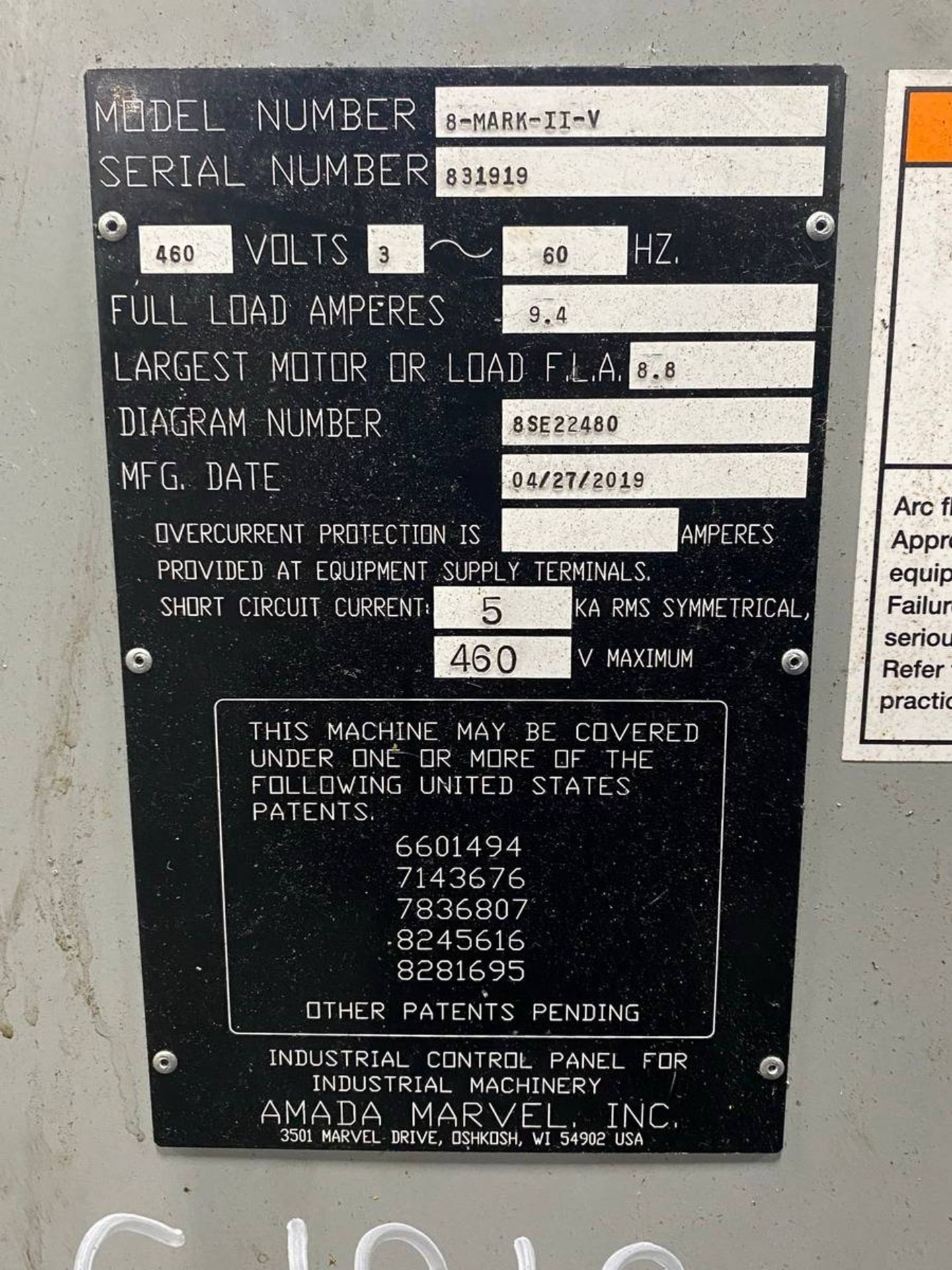 2019 Marvel 8-Mark-II-V Vertical Band Saw - Image 6 of 6