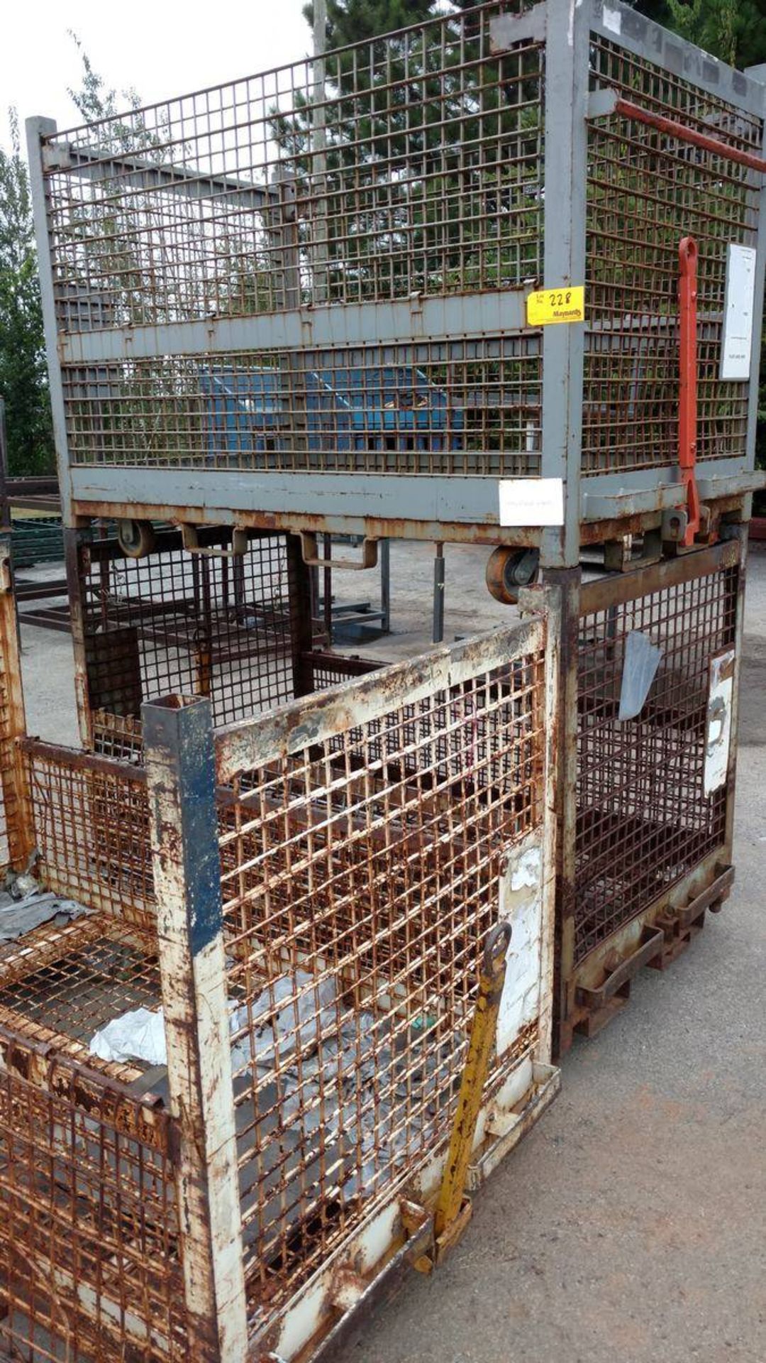 Lot of (3) Steel Baskets with Casters
