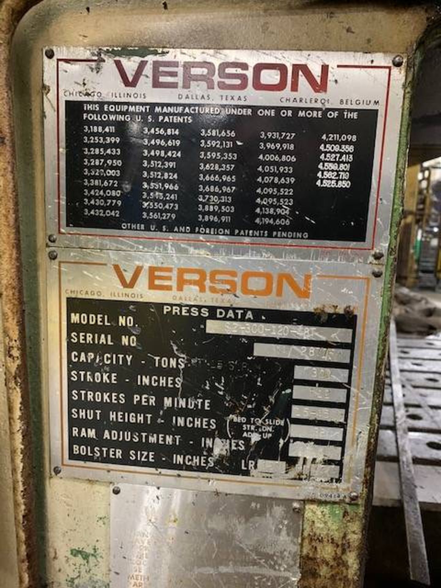 Verson S2-300-120-48T 300 Ton Straight Side Double Crank Press - Image 5 of 7