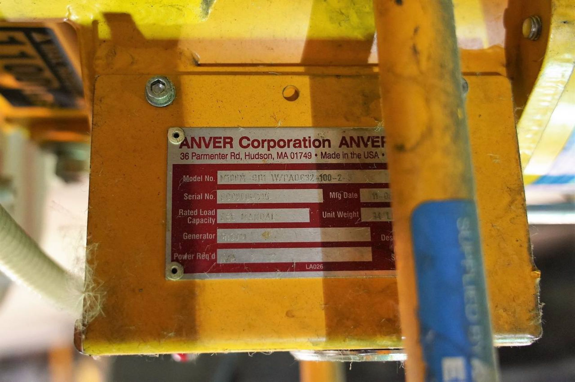 2011 Anver M100M-QD1 W/PA0032-100-2 Mechanical Vacuum Lifter - Image 6 of 7