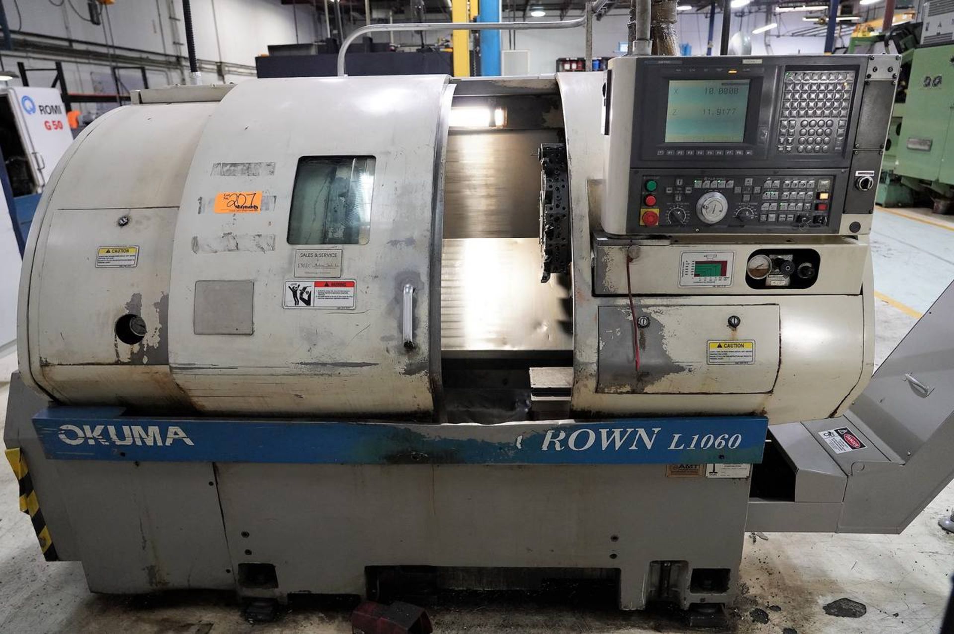 Okuma Crown L1060 CNC Turning Center Max. Swing Over Bed: 21.65", Max. Swing Over Cross Slide: 15.