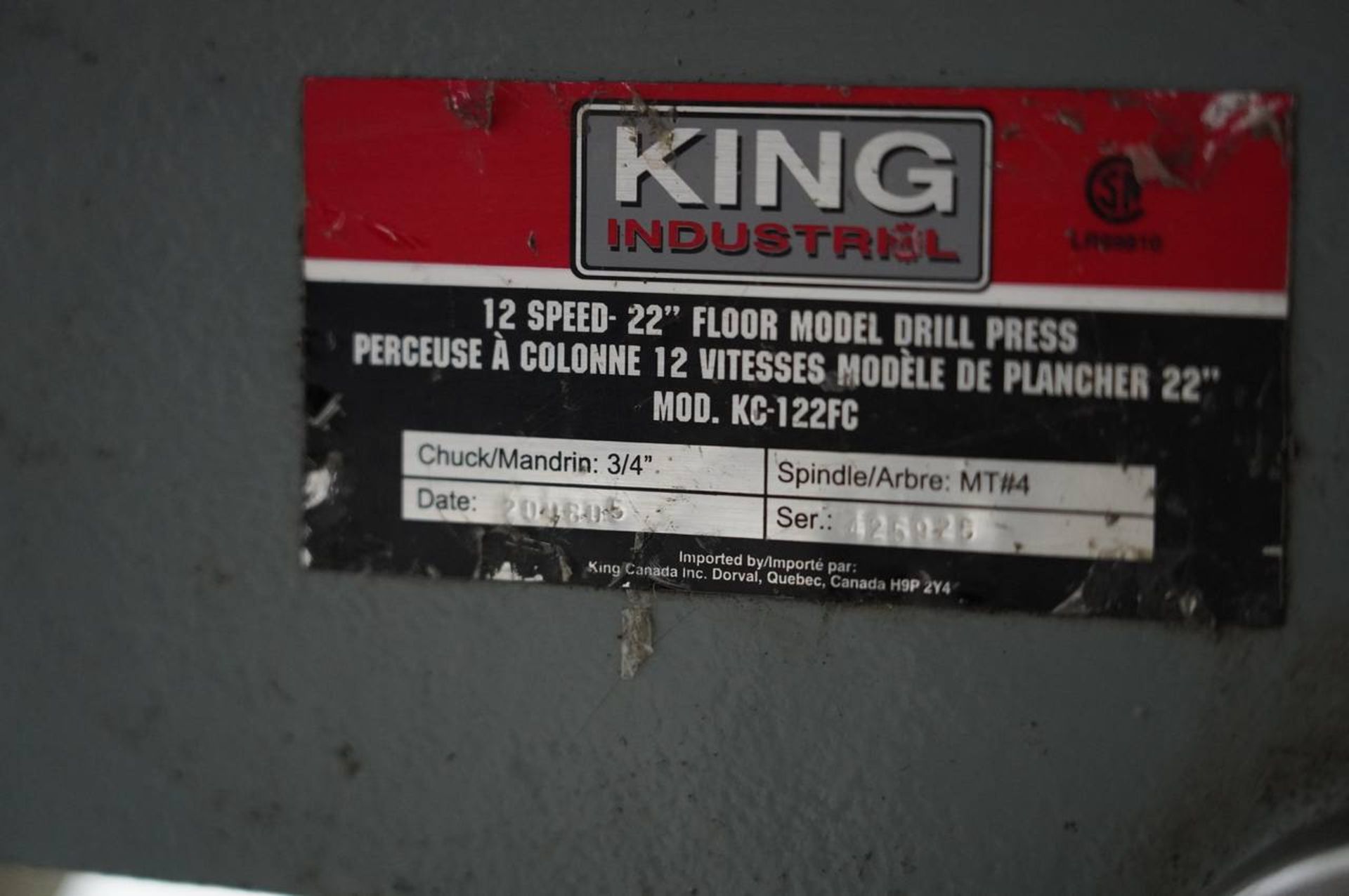 2005 King KC-122FC 22'' Floor Style Drill Press - Image 3 of 3