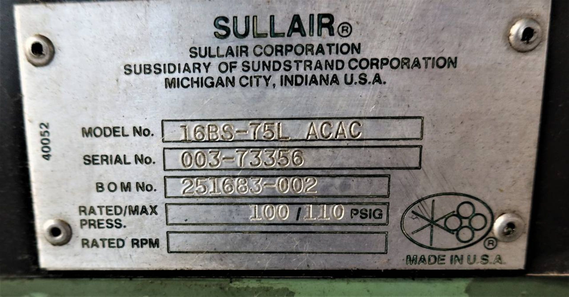 Sullaire 16BS-75L ACAC 75hp Air Compressor - Image 2 of 4