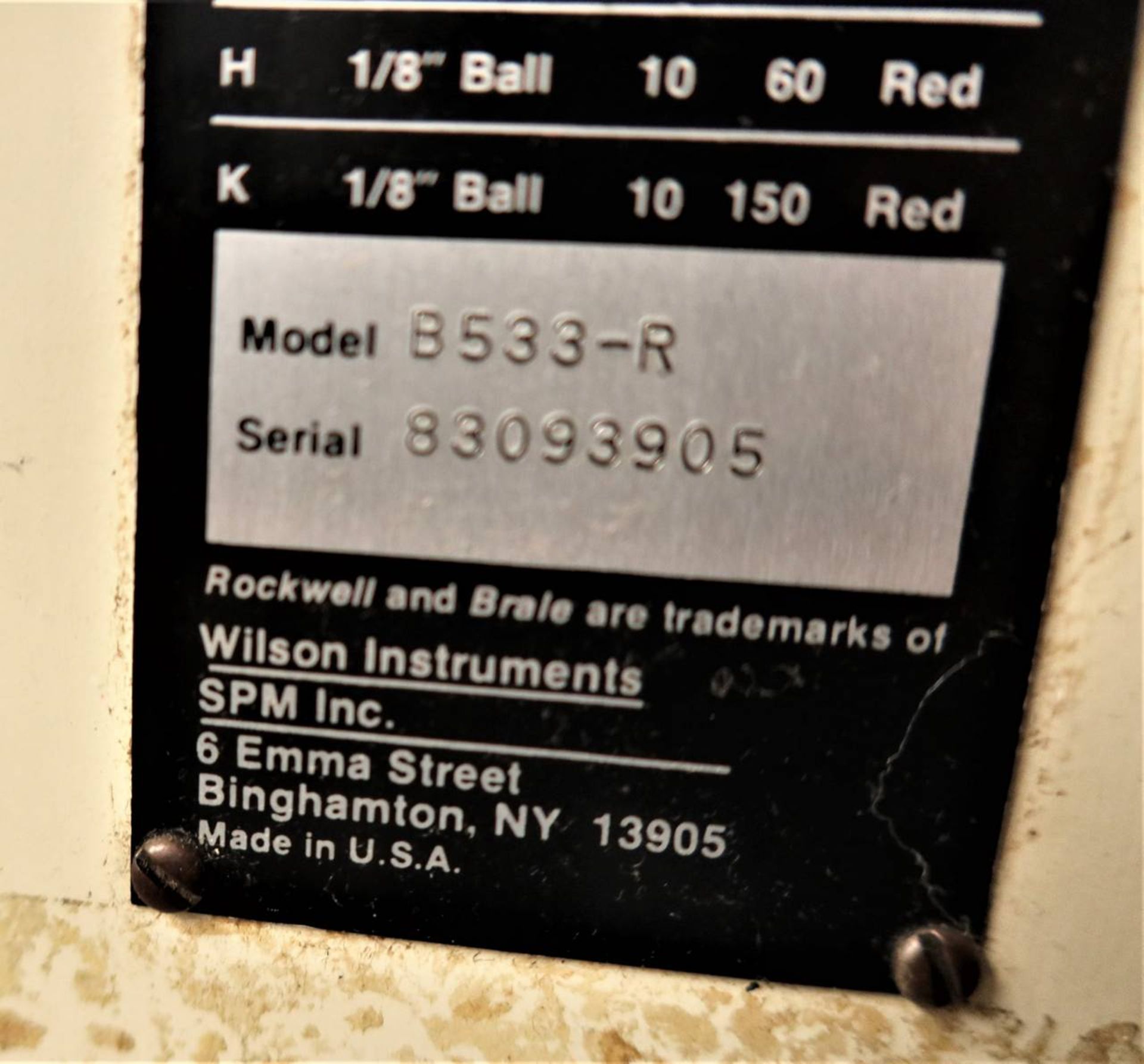 Wilson Rockwell B533-R Hardness Tester - Image 3 of 3