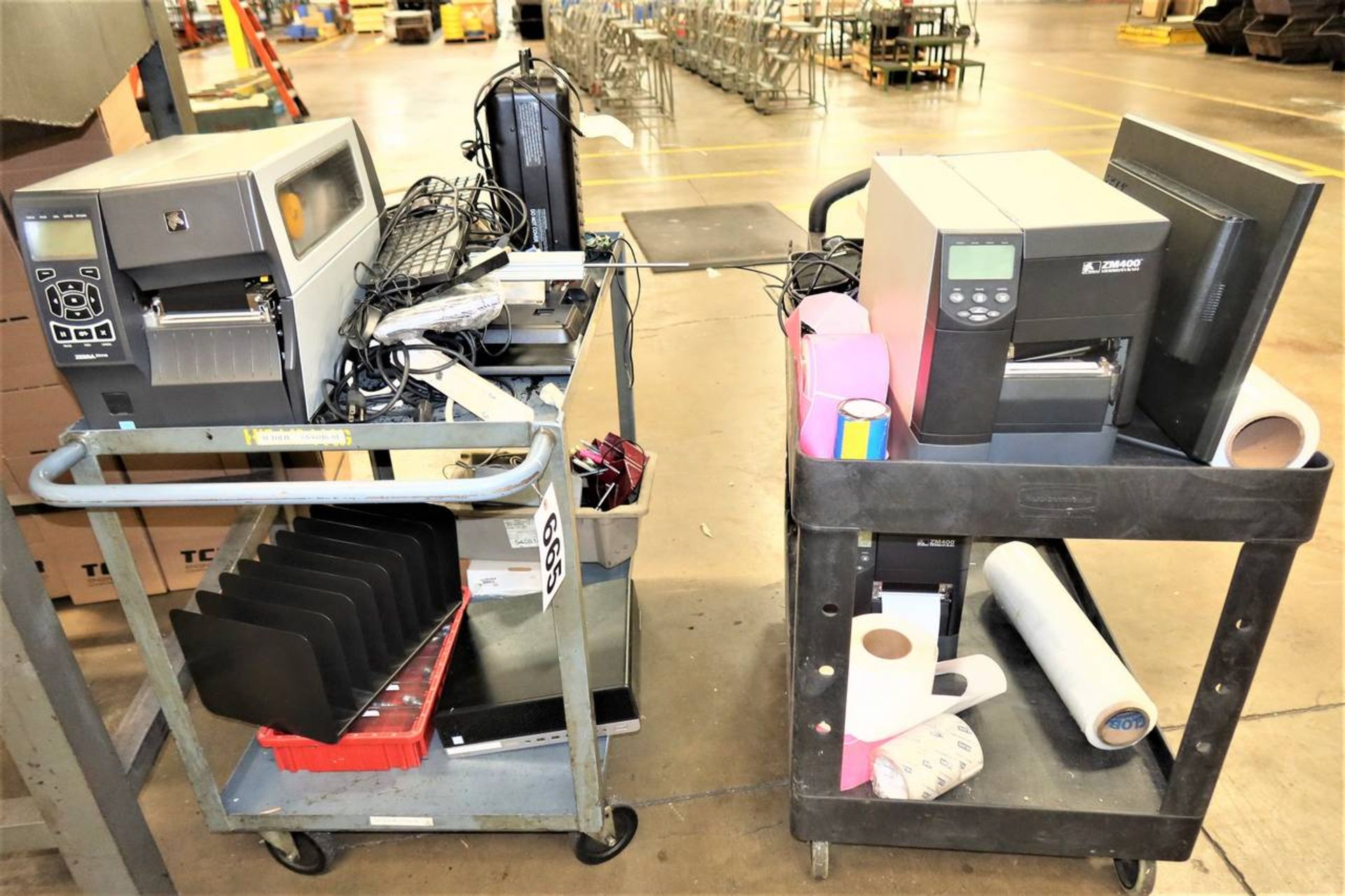 (2) Carts With Zebra Label Printers