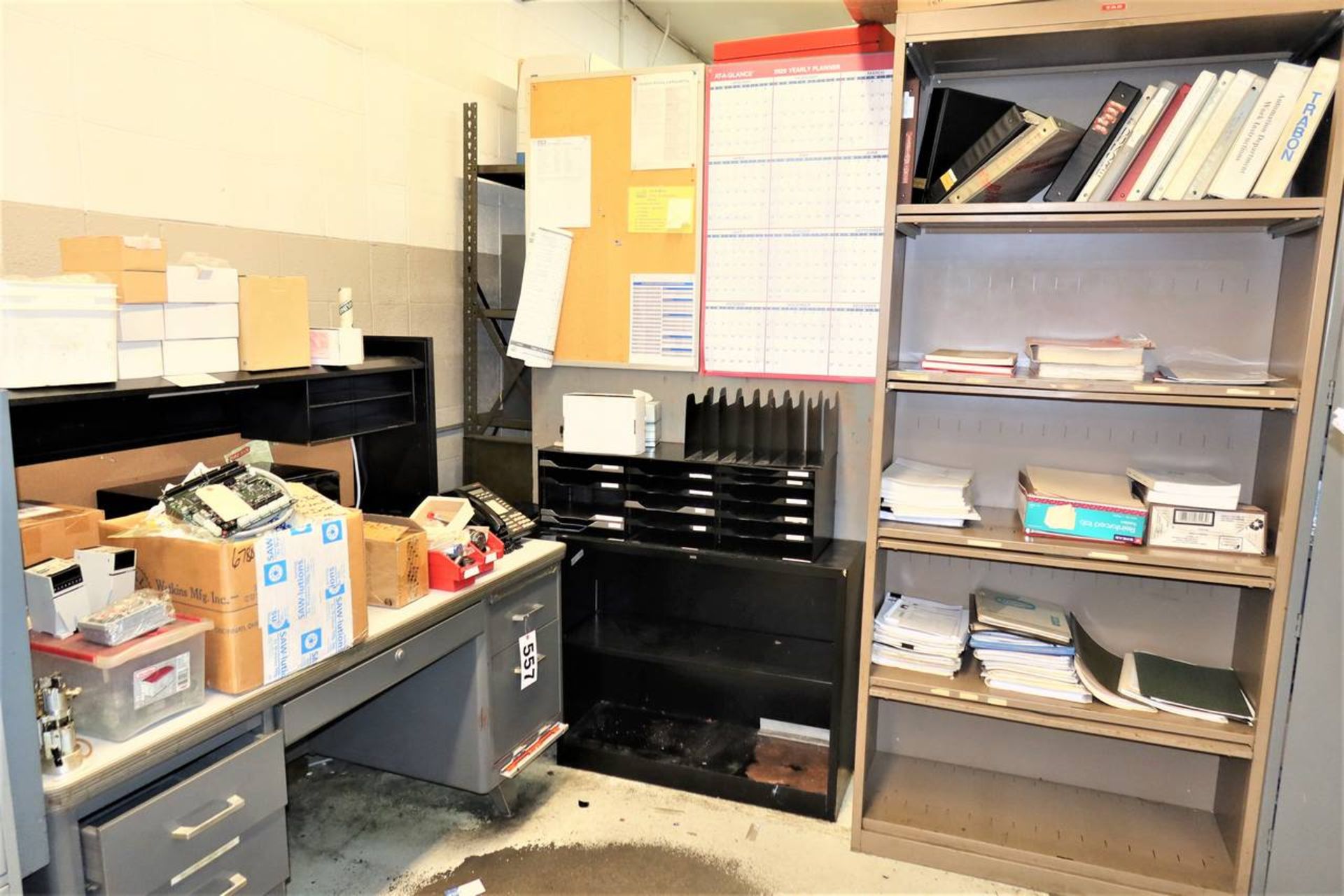 (2) Bookshelves And Desk With Contents