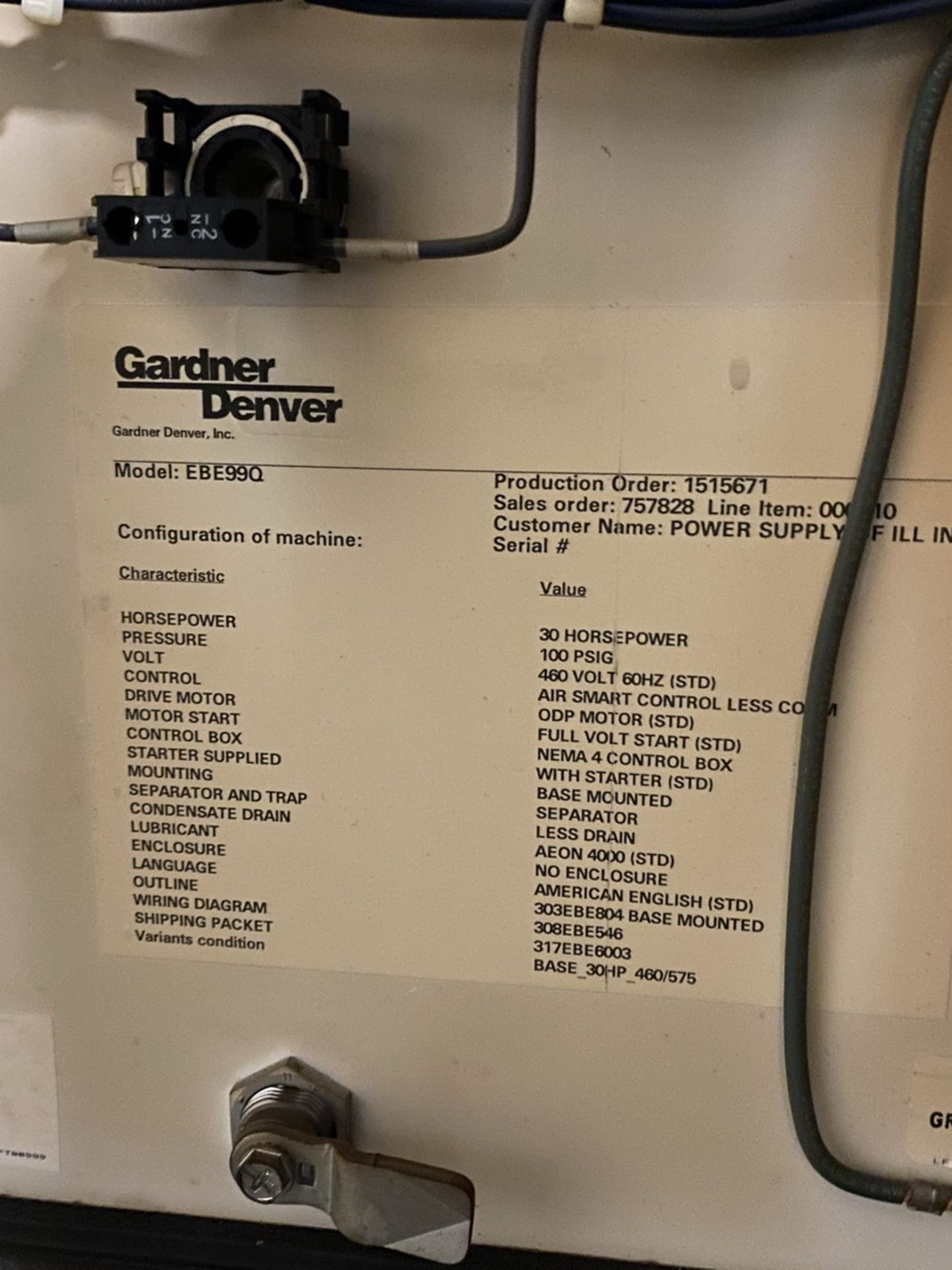 Garden Denver 30-HP Rotary Screw Air Compressor - Image 5 of 5