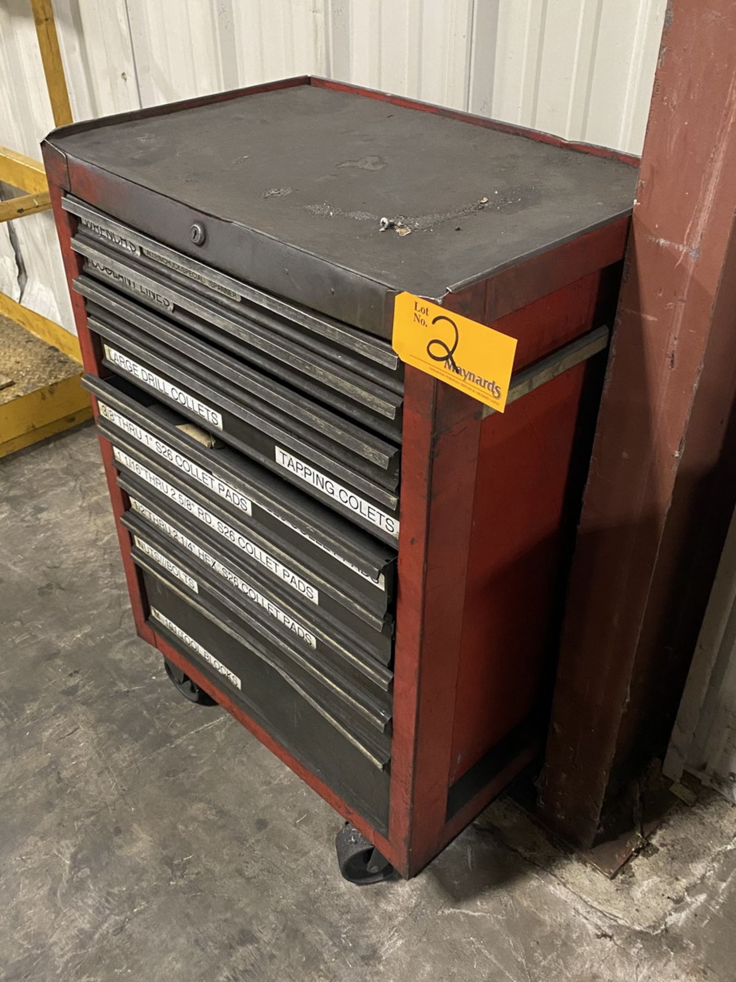 9-Drawer Rolling Toolbox 18'' x 27'' 40'' w/ contents of Assorted Wrenches, Nuts, Bolts - Image 3 of 3