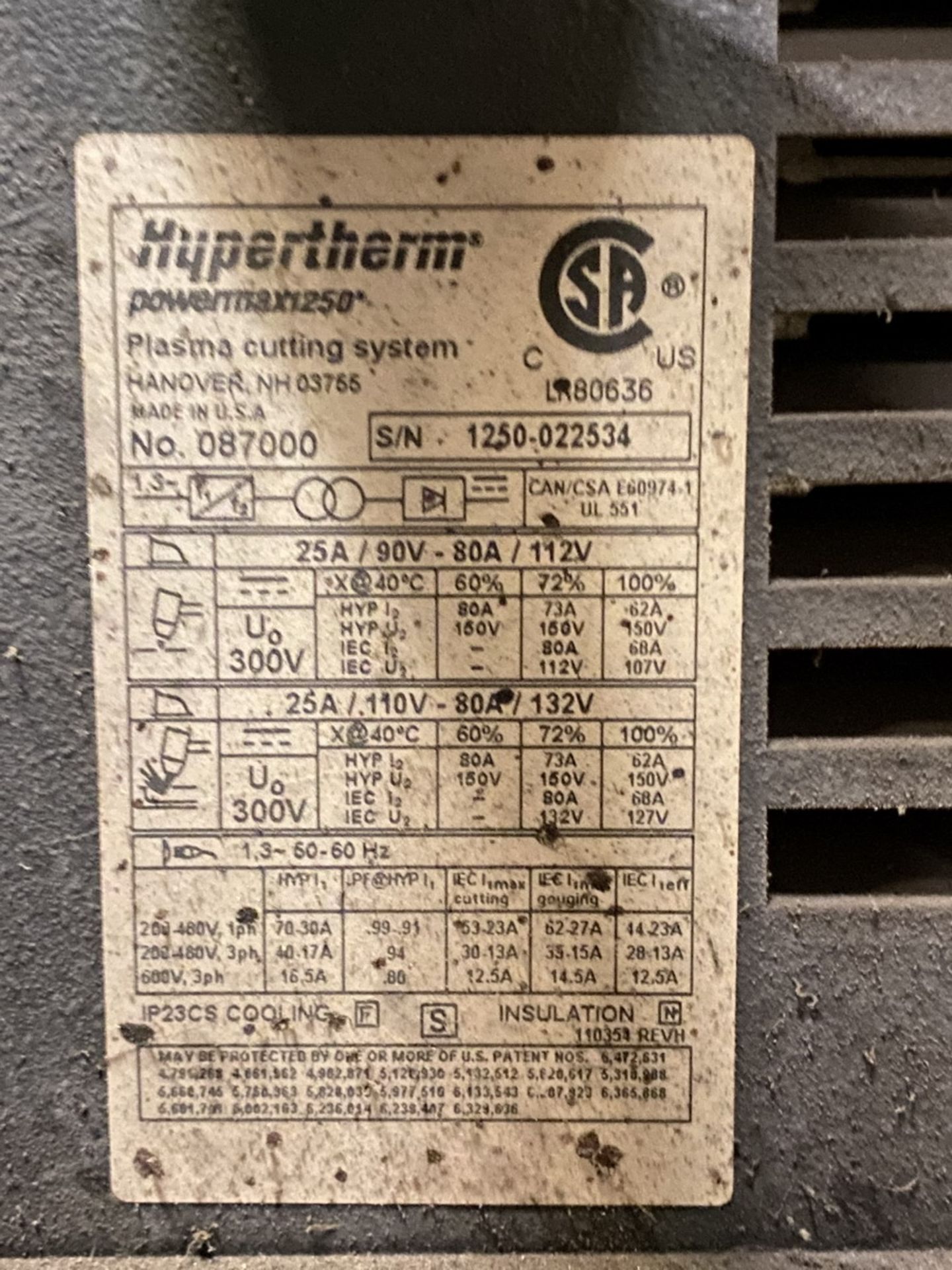 Hypertherm Powermax 1250 Plasma-Cutter 120PSI, 8 BAR - Image 5 of 5