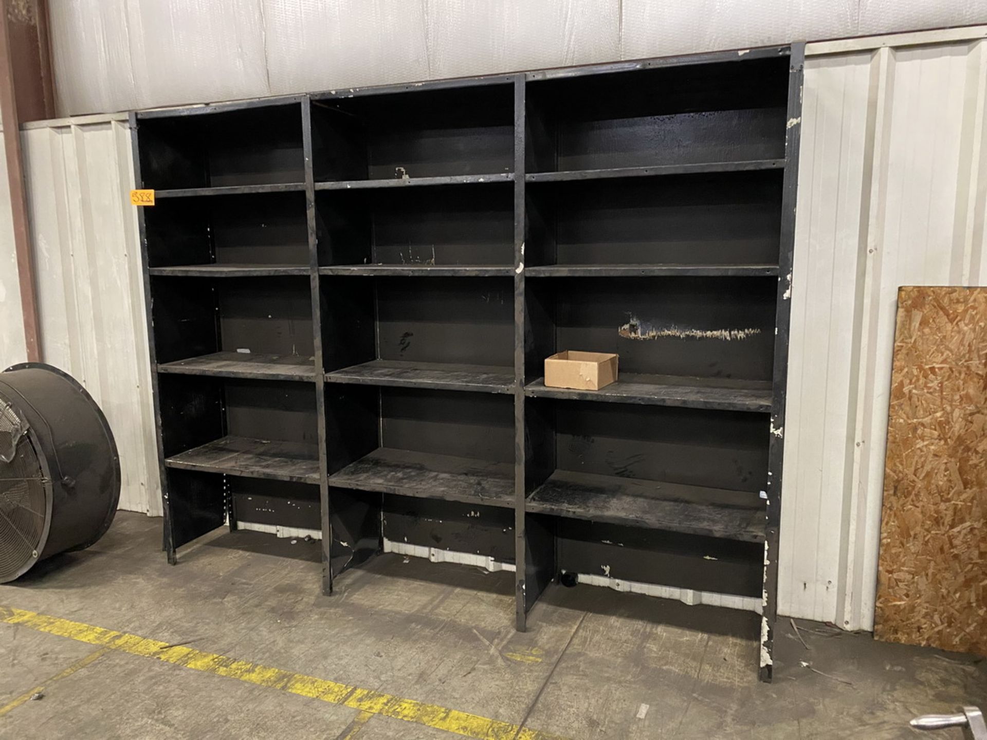 Various Sized Cabinets and Shelving Units w/ contents of Grinding Wheels, Brushes, Hoses, Etc.