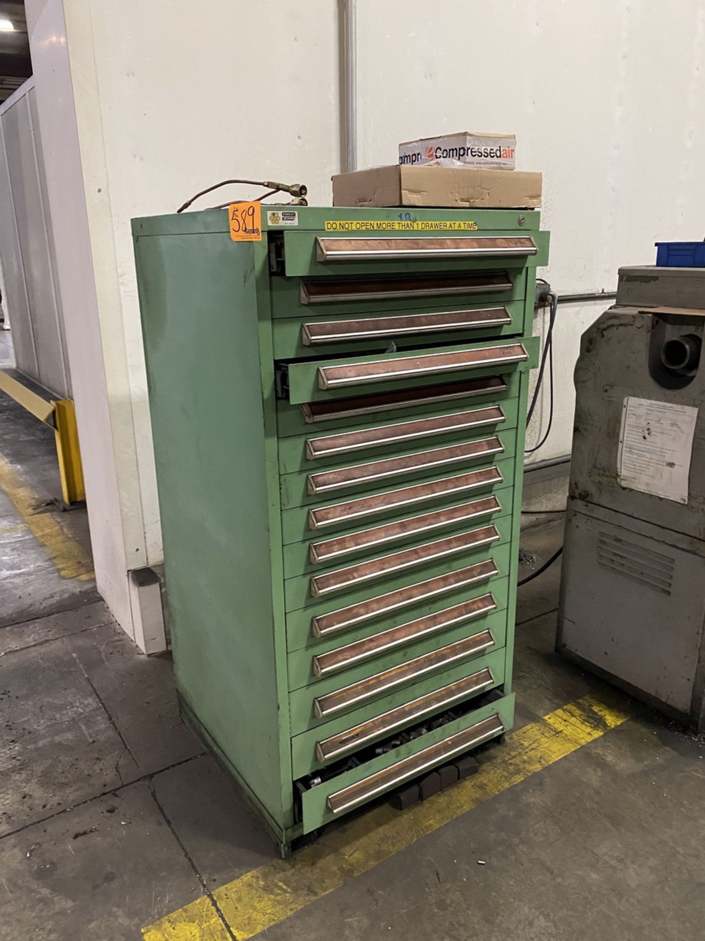 Stanley Vidmar Heavy Duty Cabinet 28'' x 30'' x 60'' w/ contents of Assorted Tooling, Springs,