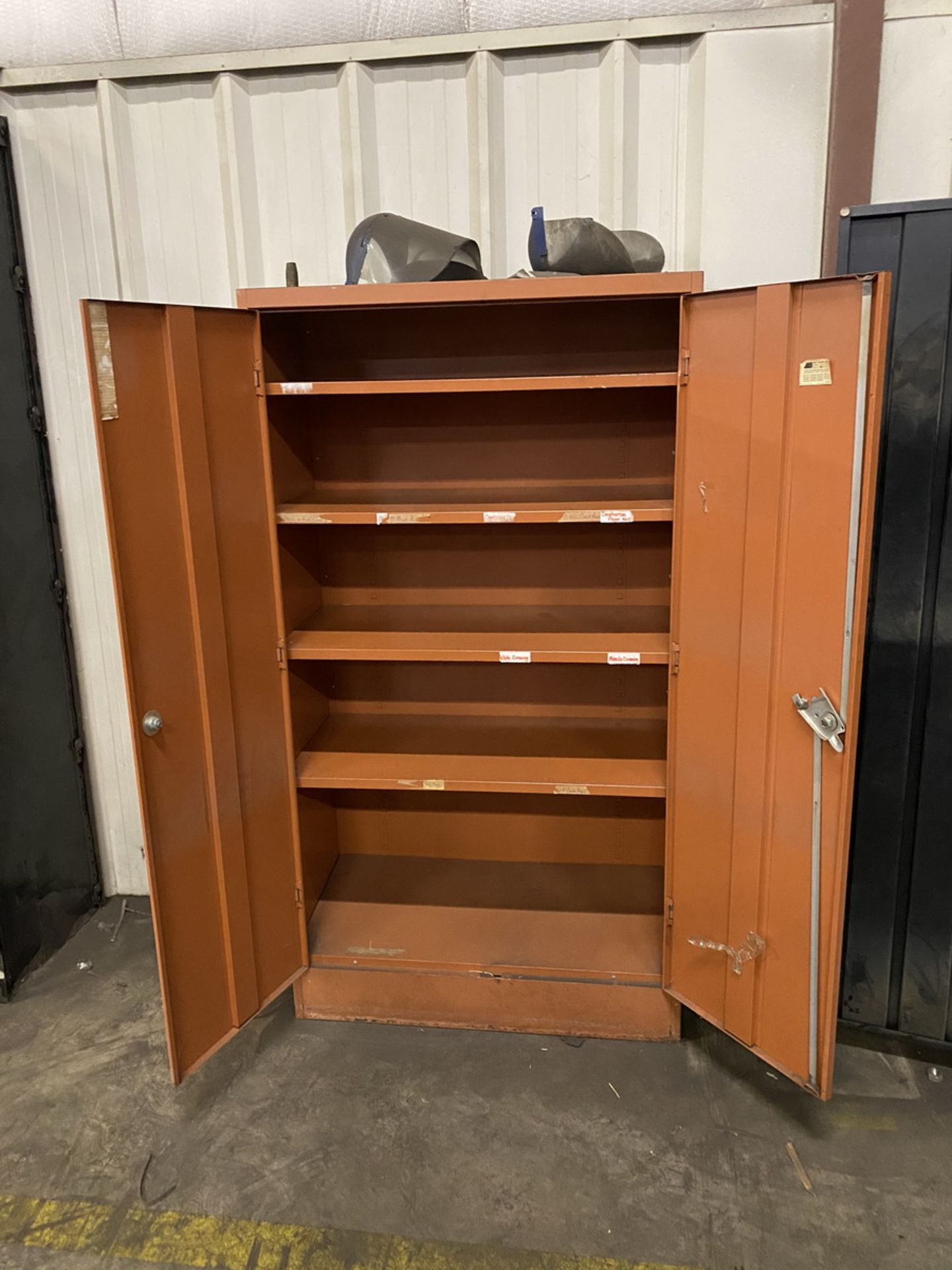 Various Sized Cabinets and Shelving Units w/ contents of Grinding Wheels, Brushes, Hoses, Etc. - Image 2 of 6