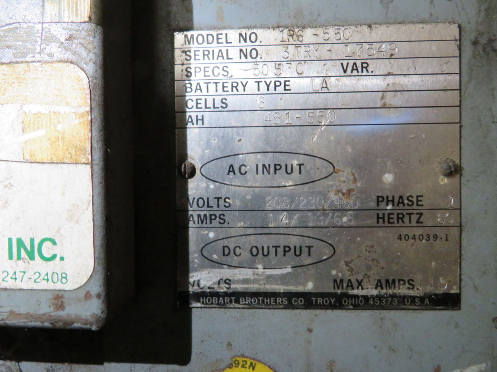 Hobart 12V Battery Charger 115A, 451-550 Amp Hours in 8 Hrs [Loc: Church Hill] - Image 2 of 2