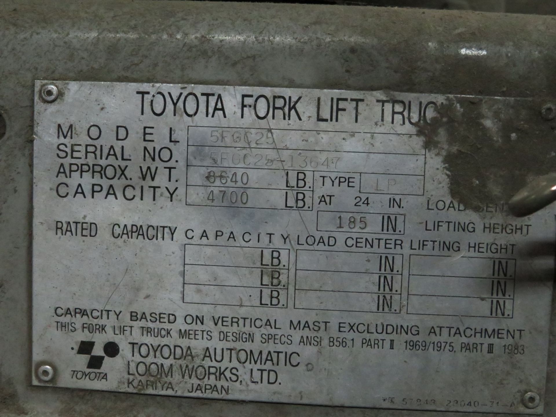 Toyota 5FGC25 Propane Forklift [Loc: Dresden] - Image 5 of 5