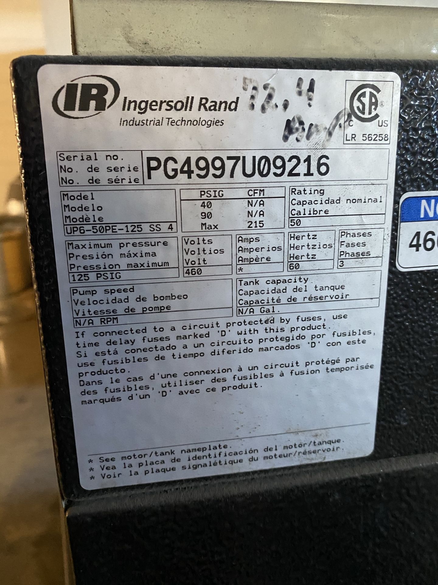 Ingersoll Rand Model UP6-50PE-125 SS 4 Air Compressor with IR Model TS2A Dryer and Silvan Industries - Image 4 of 9