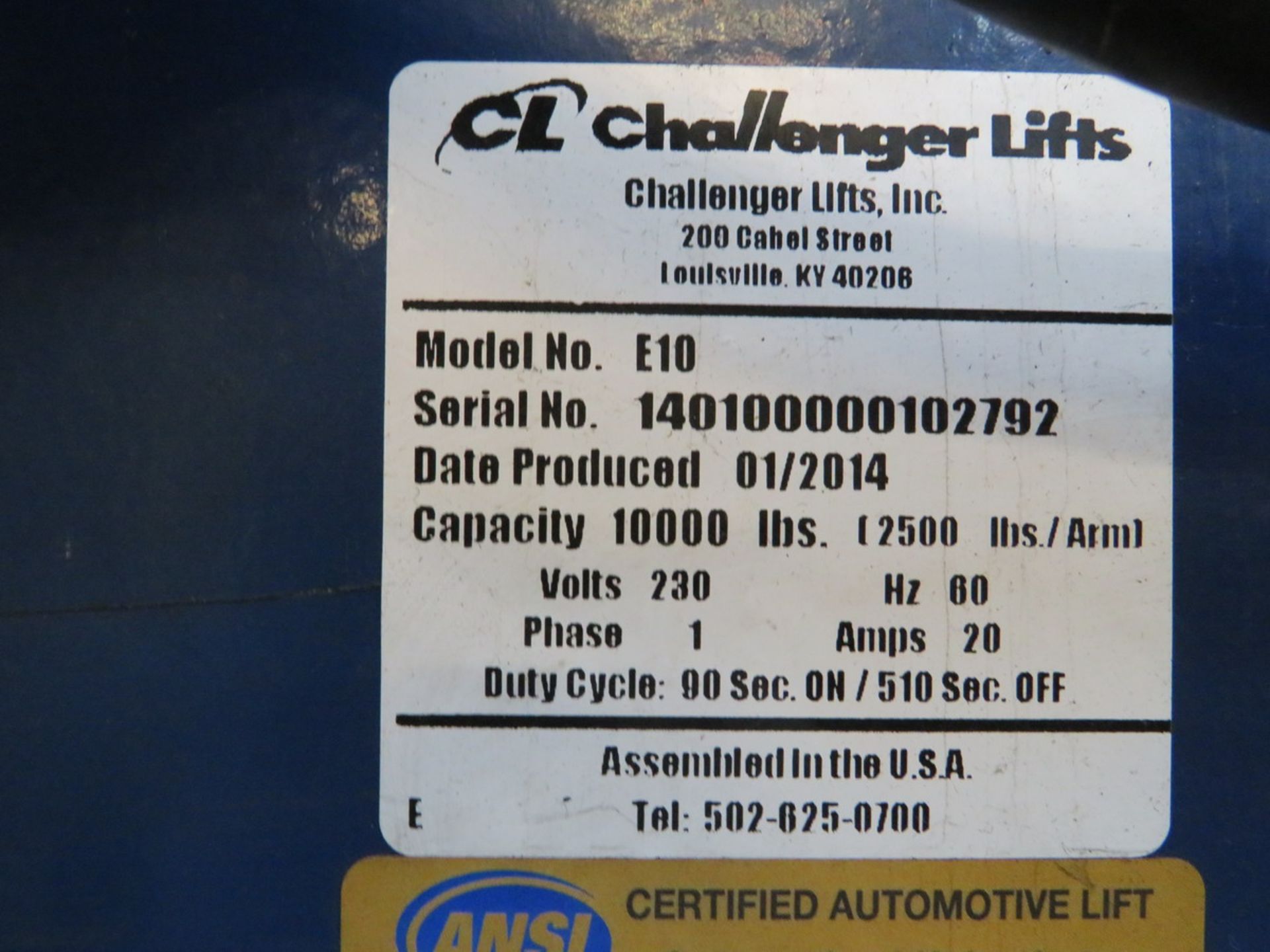 Challenger Lifts E10 2-Post Automotive Lift 10,000 LB Capacity [Loc: Church Hill] - Image 4 of 4