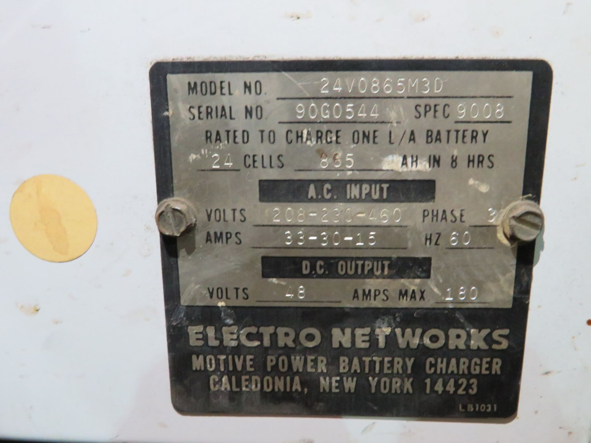 Industrial Battery Charger Inc. 48V Battery Charger 180A, 835 Amp Hours, 8 Hrs [Loc: Church Hill] - Image 2 of 2