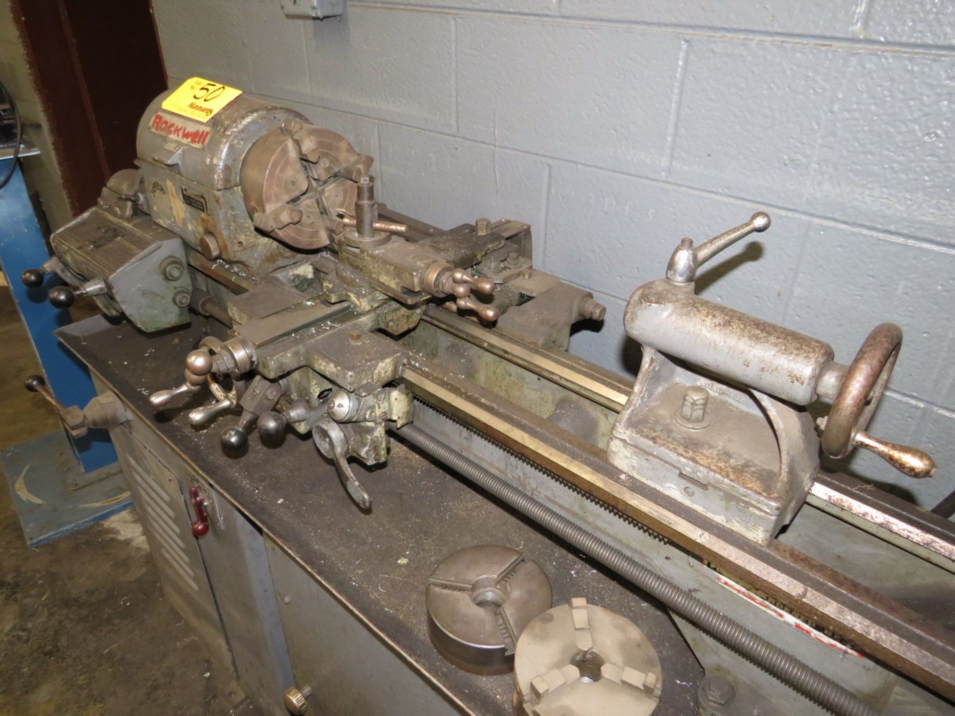 Rockwell Lathe 36" Bed, 1" Through Hole, to Include: Steady Rest, (1) 6" 4-Jaw Chuck, (2) 5" 3-Jaw - Image 2 of 4