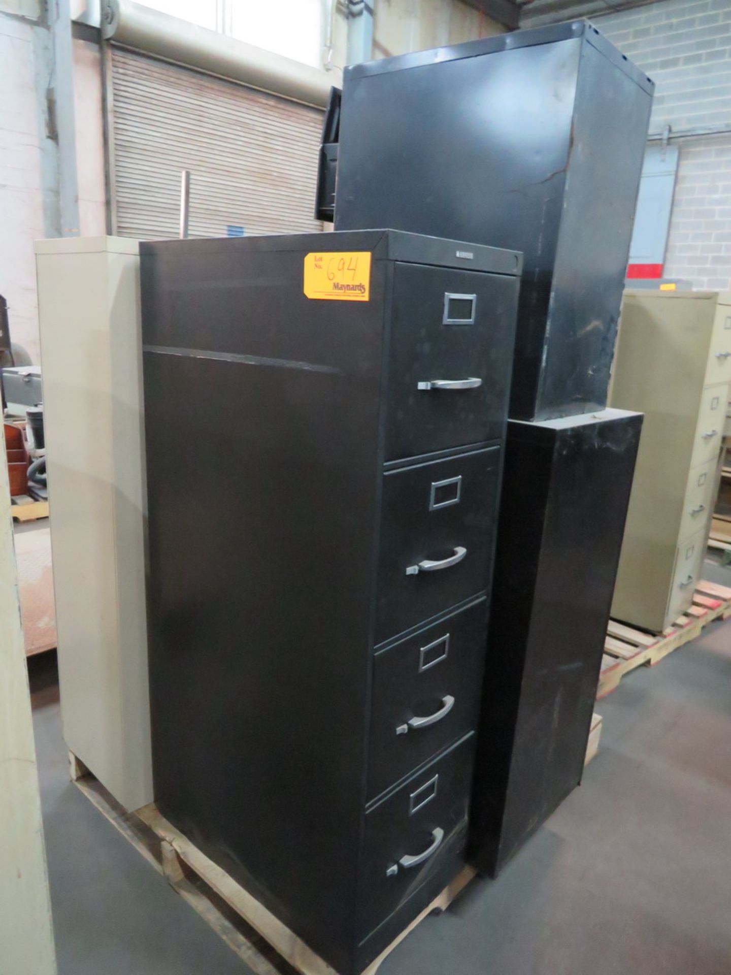 Lot of Assorted Office Furniture to Include: (2) 4-Drawer Metal Vertical Filing Cabinets; (1) 3-