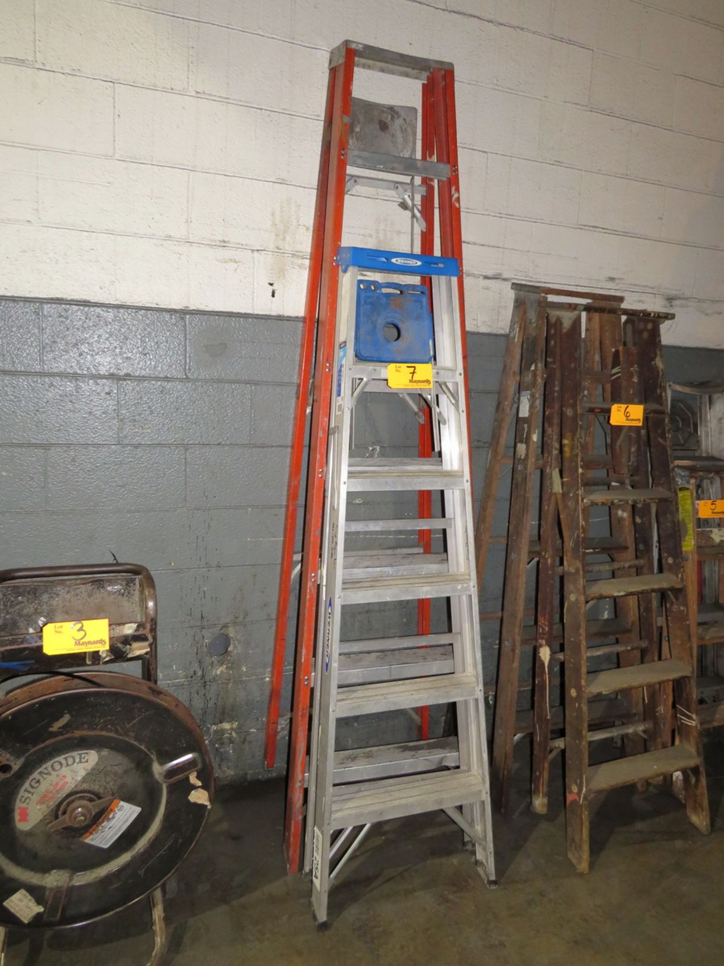 A-Frame Ladder to Include: (1) Fiberglass, 8'; (1) Aluminum 6' [Loc: Church Hill]