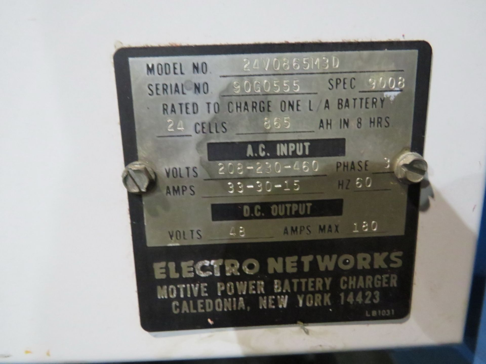 Industrial Battery Charger Inc. 48V Battery Charger 180A, 865 Amp Hours, 8 Hrs [Loc: Church Hill] - Image 2 of 2