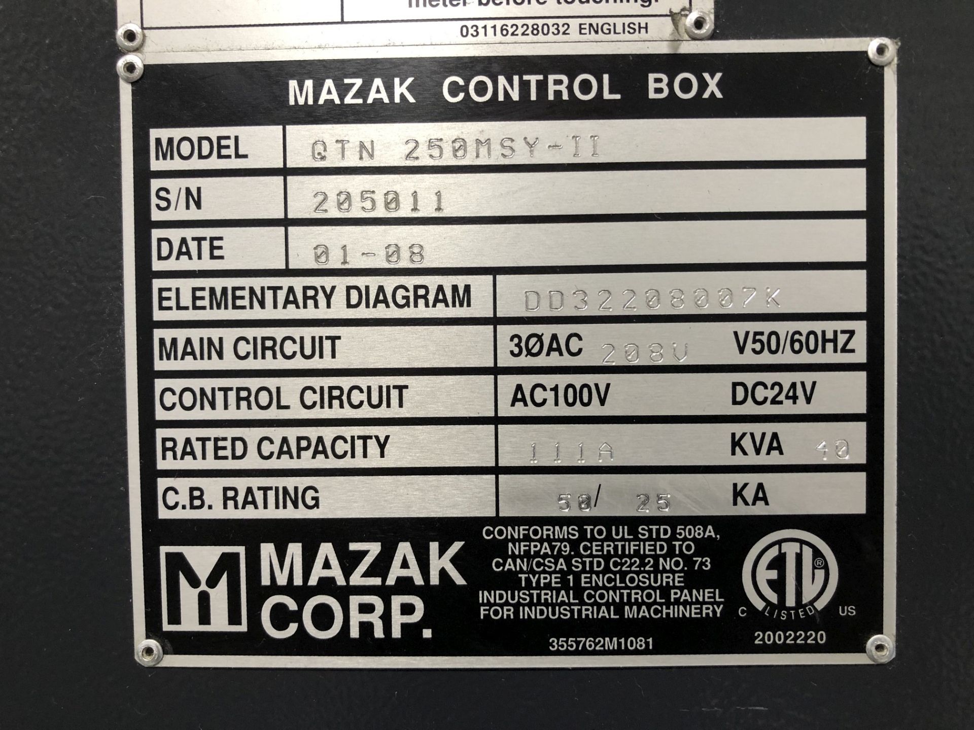 2008 Mazak Quick Turn Nexus 250-II MSY CNC Lathe - Image 20 of 27