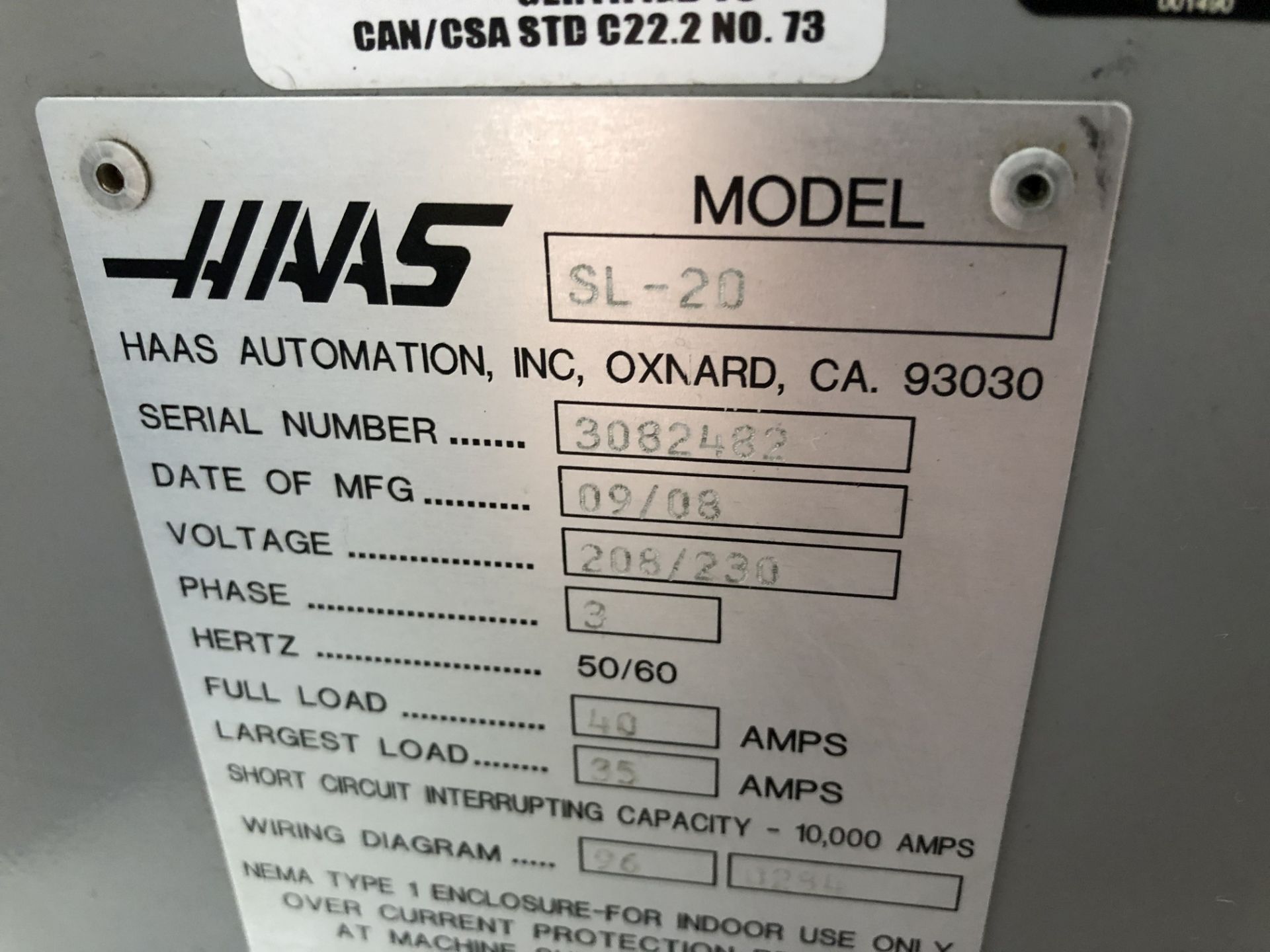 2008 Haas SL-20 CNC Lathe - Image 14 of 15