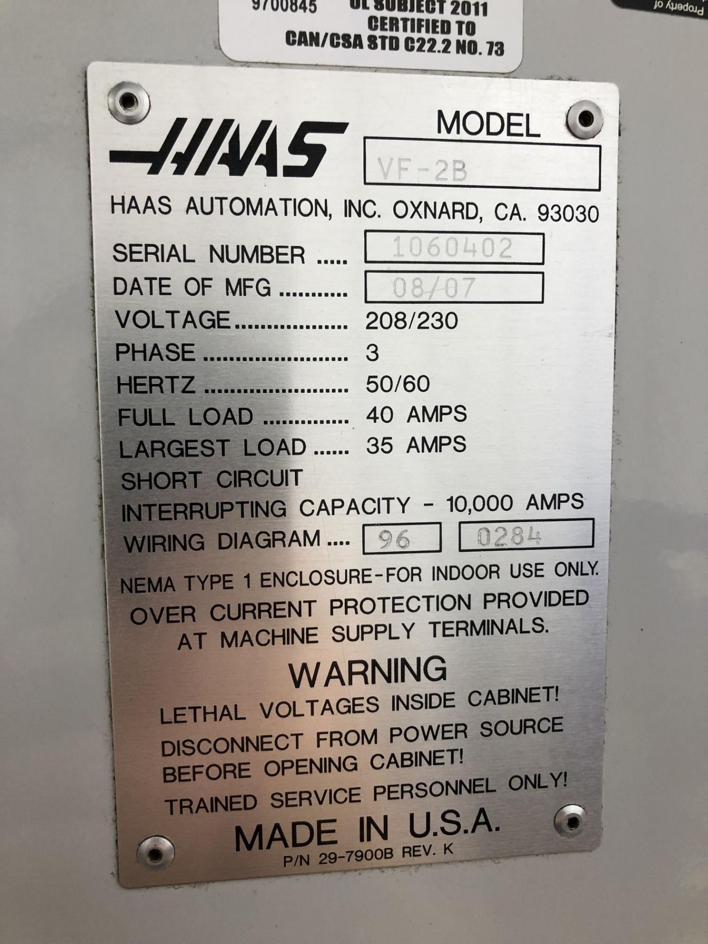 2007 Haas VF-2B CNC Vertical Machining Center - Image 11 of 13
