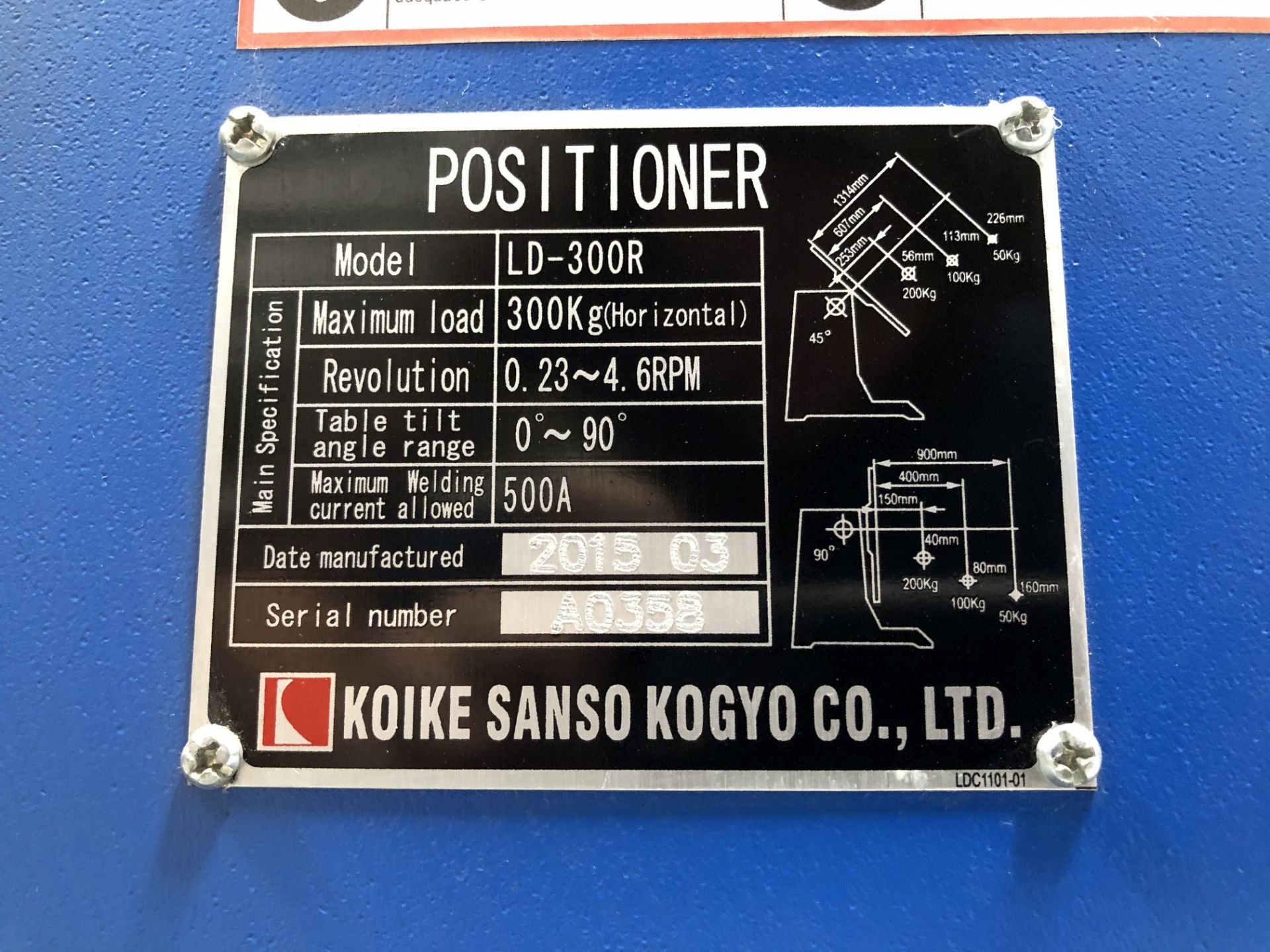 2015 Koike Sanso Kogyo 660 Lb. (300 kg) Cap. Welding Positioner - Image 6 of 6