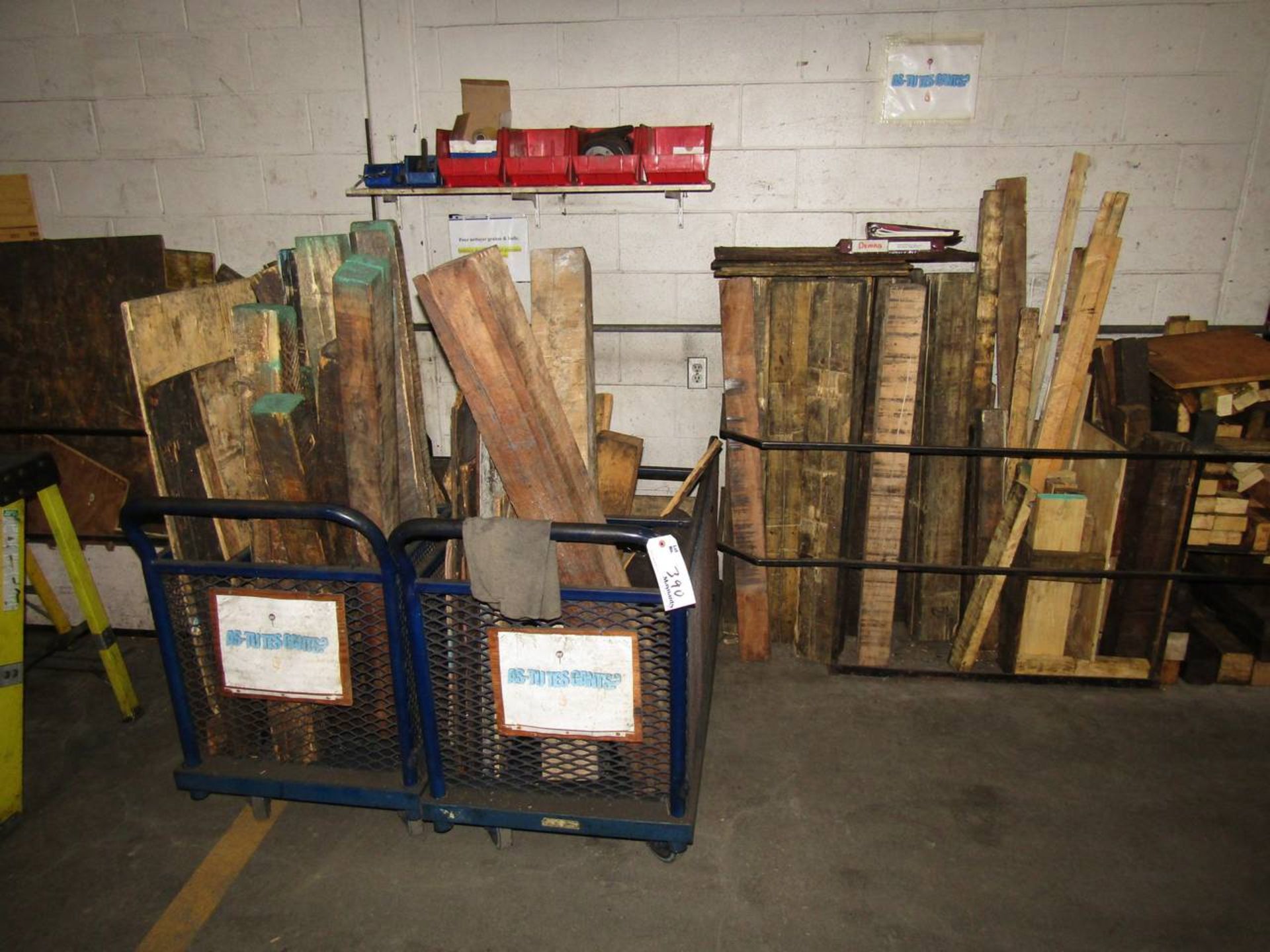 Lot of wood Blocks and 2 Rolling carts