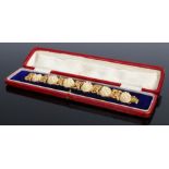 19th Century Chinese gold and ivory bracelet, with six carved Canton ivory panels depicting figures,