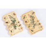 Near pair of Japanese Meiji period ivory and Shibayama whist markers, each decorated with insects