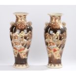 Japanese Satsuma vase, decorated with figural panels and red borders highlighted with gilt