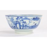 Chinese porcelain bowl, Kangxi mark but 19th Century, with leaf and scroll decorated top edge