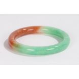 Chinese Jade bangle, with orange to green, 73mm diameterOverall good condition