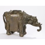 Thailand bronze elephant, the standing elephant decorated with scrolls and tassels, 30cm longMissing
