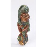 Large Japanese painted netsuke, Edo period, carved as Futen the God of wind, 10.5cm highRubbed and