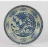 Zhangzhou, 'Swatow', blue and white porcelain plate, the center decorated with a bird amidst