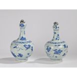 Fine near pair of Chinese blue and white garlic-mouth vases, Qing dynasty, transitional period circa