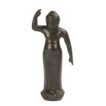 Japanese Edo period bronze figure of Buddha, the standing Buddha with his right hand and index