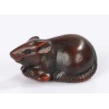 Japanese Meiji period carved wood netsuke, of a rat holding a beanpod, 4.5cm longOverall good order