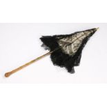 19th Century Rhinoceros horn parasol, the horn carved into branch effect with a silk lined and