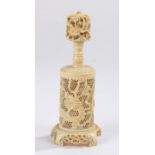 Chinese Canton carved ivory puzzle on stand, Qing dynasty, 19th Century, the removable carved dragon