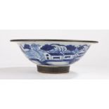 Chinese porcelain bowl, Qing dynasty, 19th Century, with a blue and white decorated bowl and Batavia