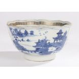 Chinese porcelain textured bowl, Qing dynasty, 19th Century, the blue and white decorated body