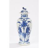 Chinese porcelain blue and white vase, Qing dynasty, 19th Century, with figures under bats and