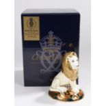 Royal Crown Derby paperweight, 'Heraldic Lion', No. 1391/2000, boxed, marked and signed to the