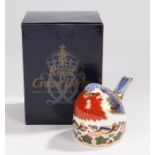 Royal Crown Derby paperweight, 'Robin Nesting', boxed and marked to the base 'LXII'